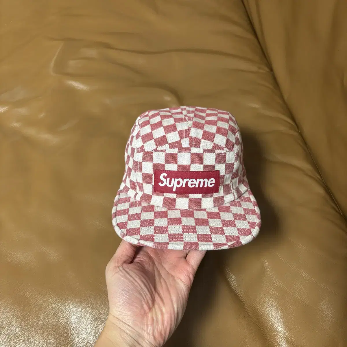 Supreme 슈프림 캠프캡 모자 (Checkerboard Red)