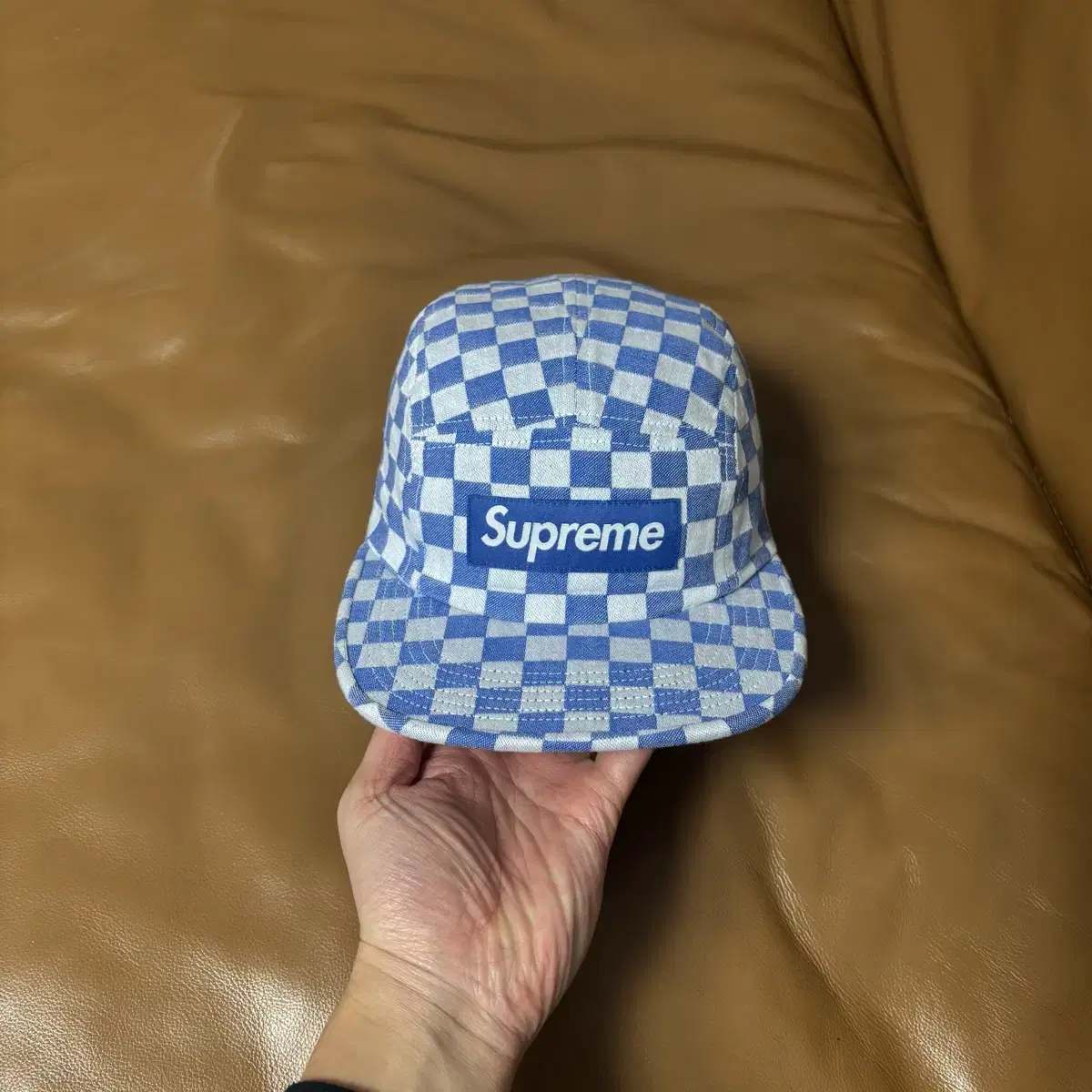 Supreme 슈프림 캠프캡 모자 (Checkerboard Blue)