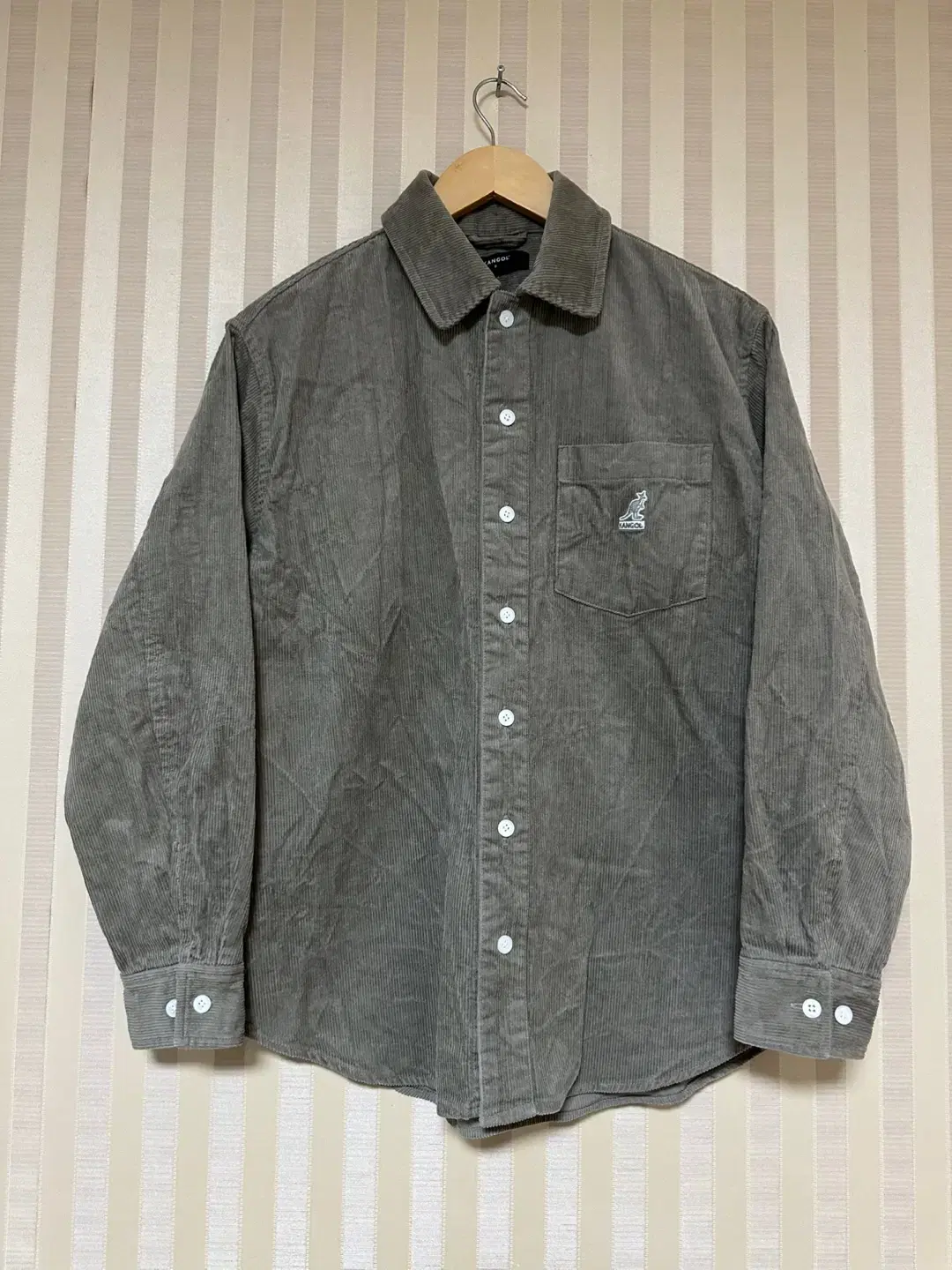 Cangol Corduroy Shirt Beige Size S is on sale!