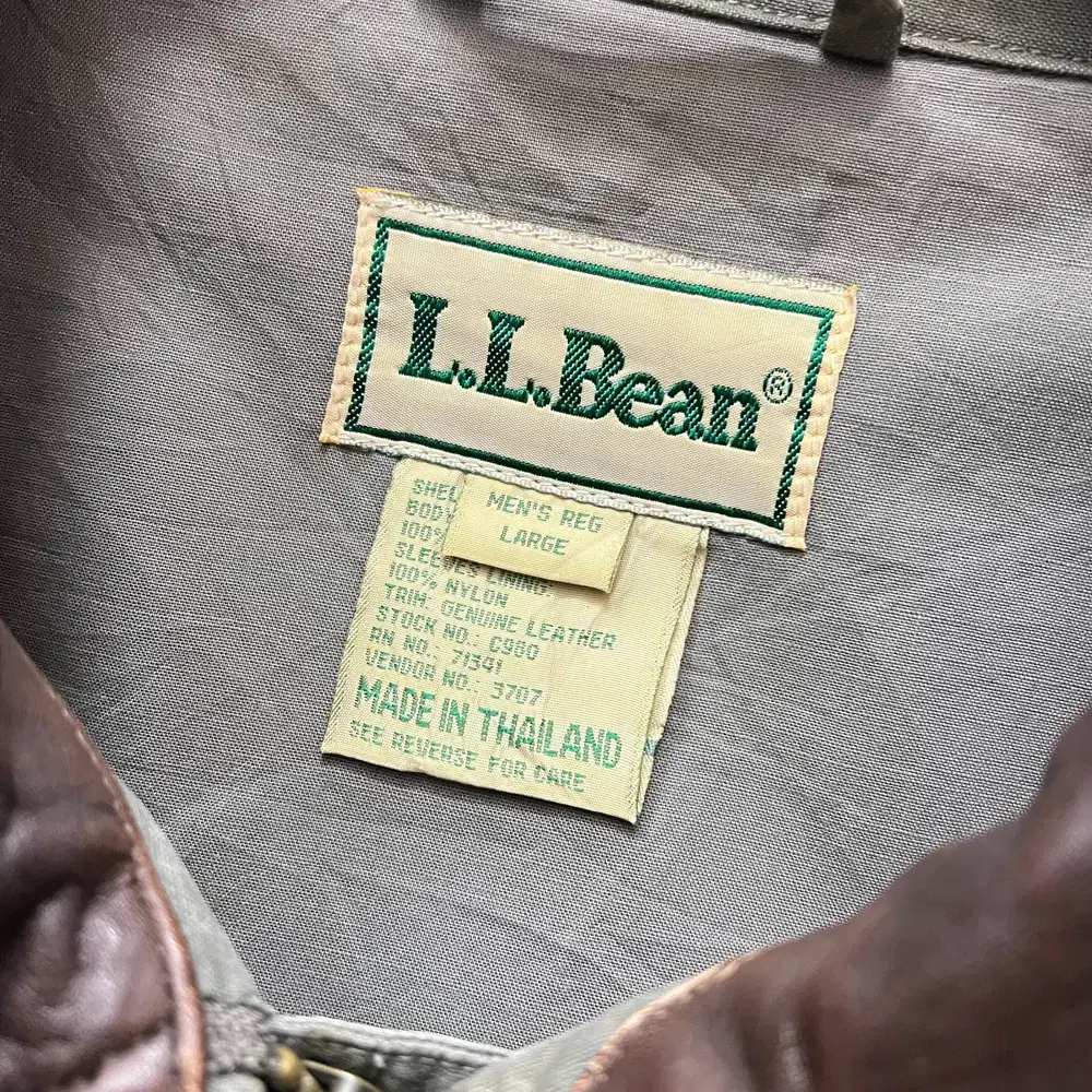 L.L.Bean 엘엘빈 카라 레더 워크 코튼 봄버 자켓 해외 L