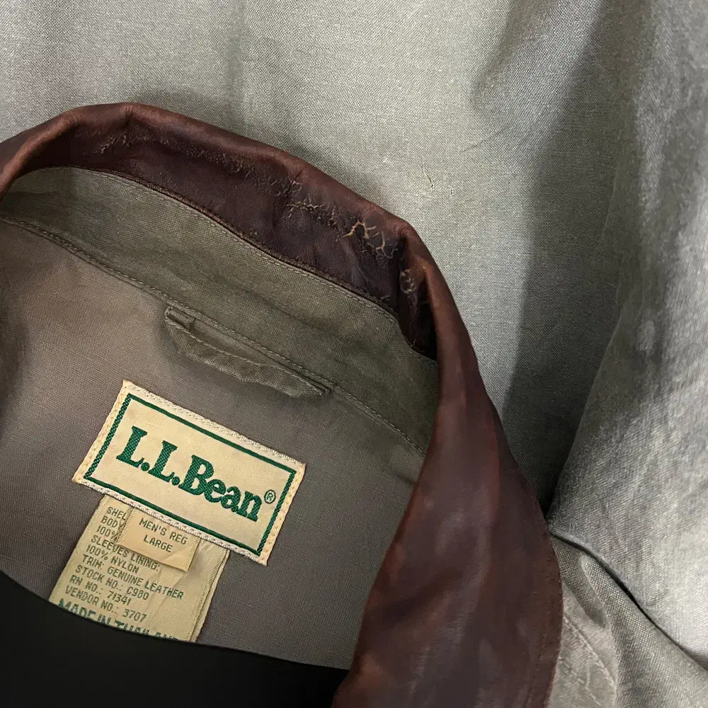 L.L.Bean 엘엘빈 카라 레더 워크 코튼 봄버 자켓 해외 L