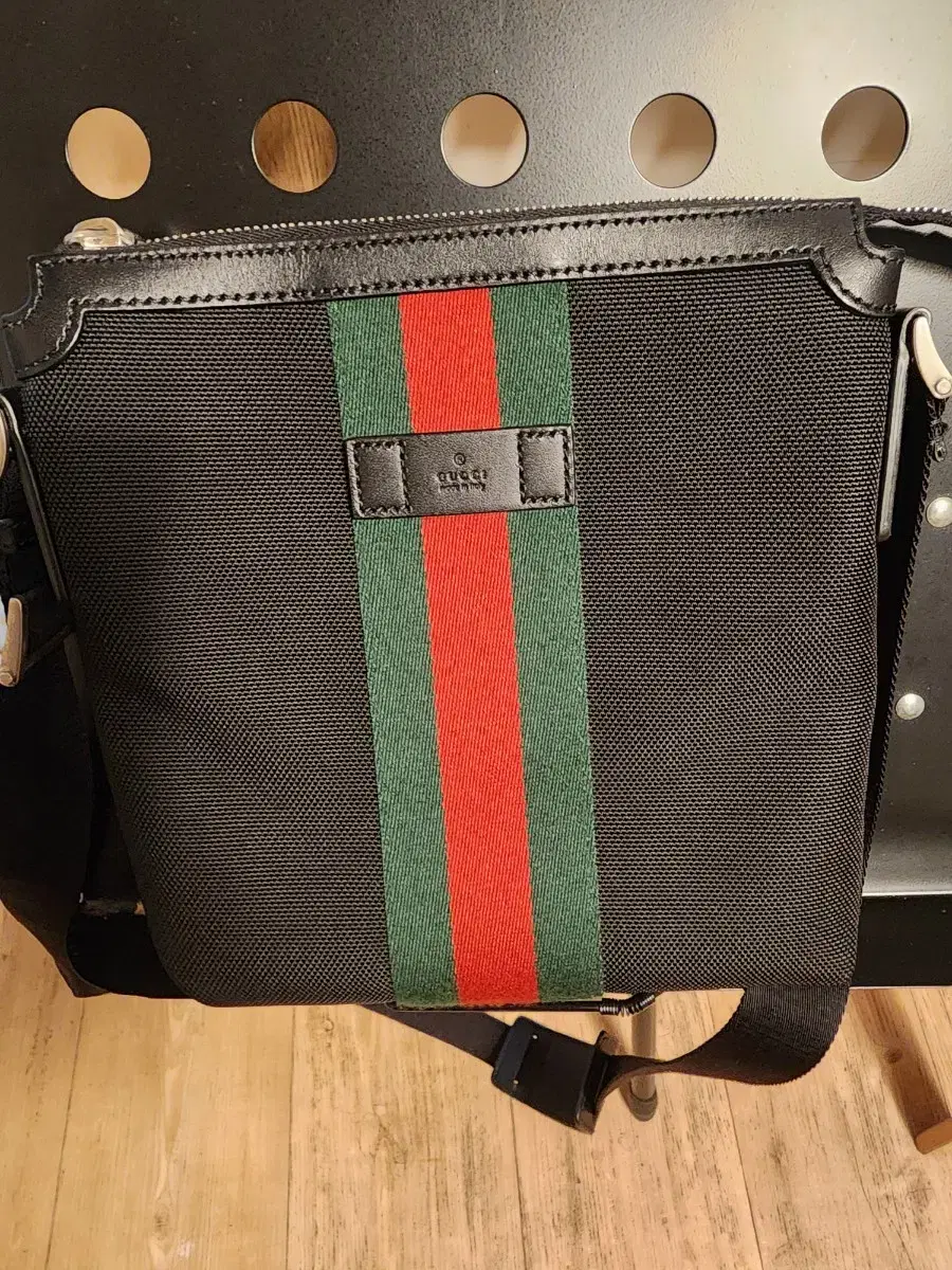 GUCCI Web Three-Line Crossbody Bag Black