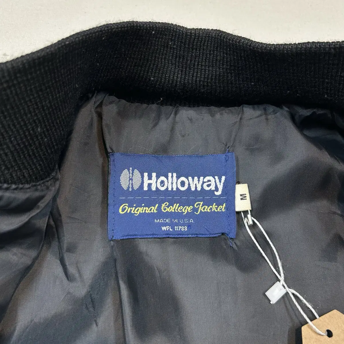 M) HOLLOWAY 레더 울 바시티 자켓