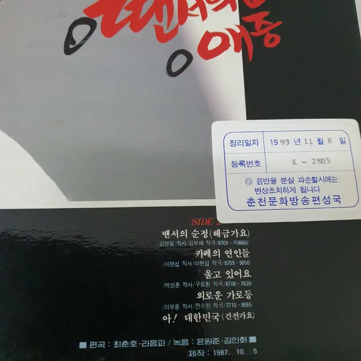 이순길 2집 LP  1987    댄서의순정   애증