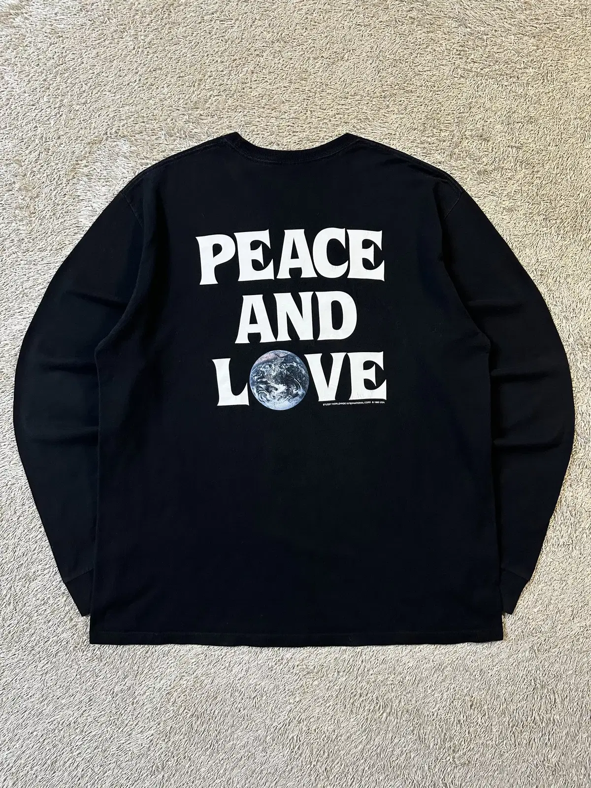 [XL] 희귀) 스투시 PEACE AND LOVE 롱슬리브 블랙