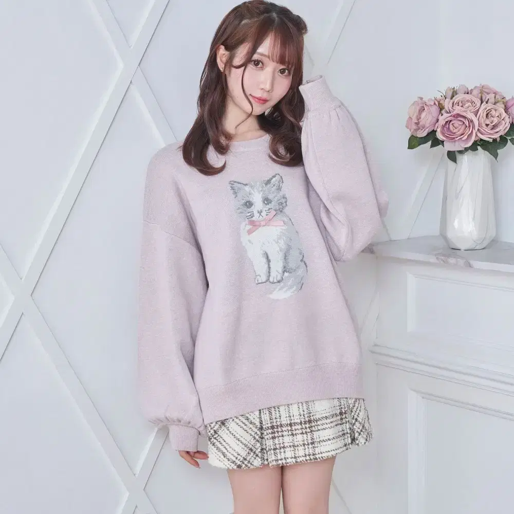 rosemuse 로제뮤즈 cat jacquard big knit 스나계