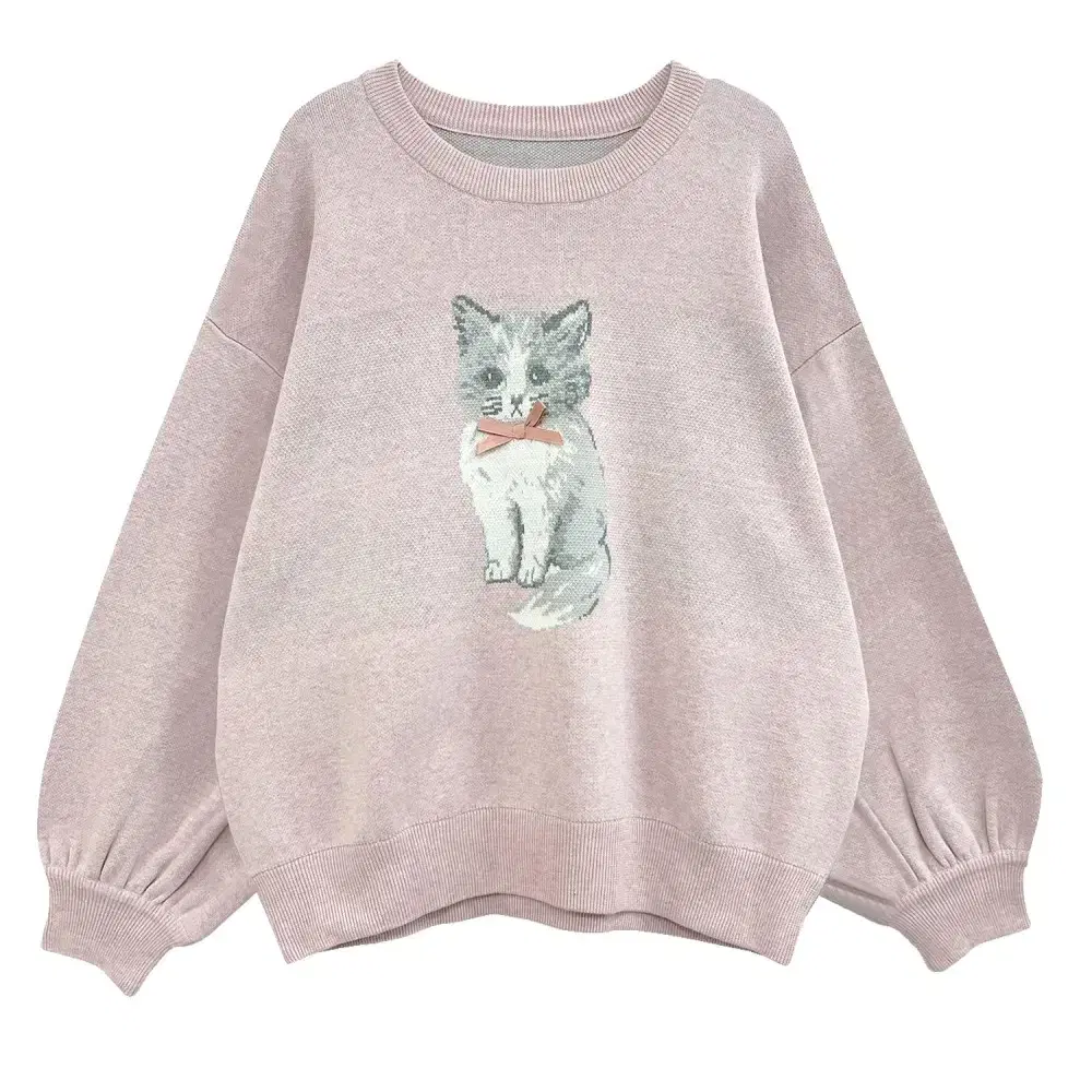 rosemuse 로제뮤즈 cat jacquard big knit 스나계