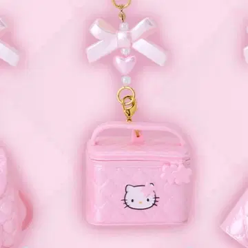 미니어처 퀼트 시리즈 헬로키티 스트랩 메이크업 가방 핑크