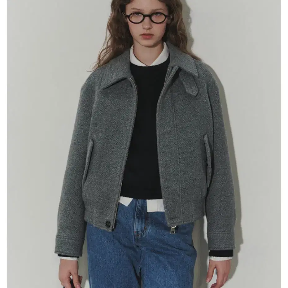 UNISEX TEXTURED COLLAR WOOL BLOUSON DIAG