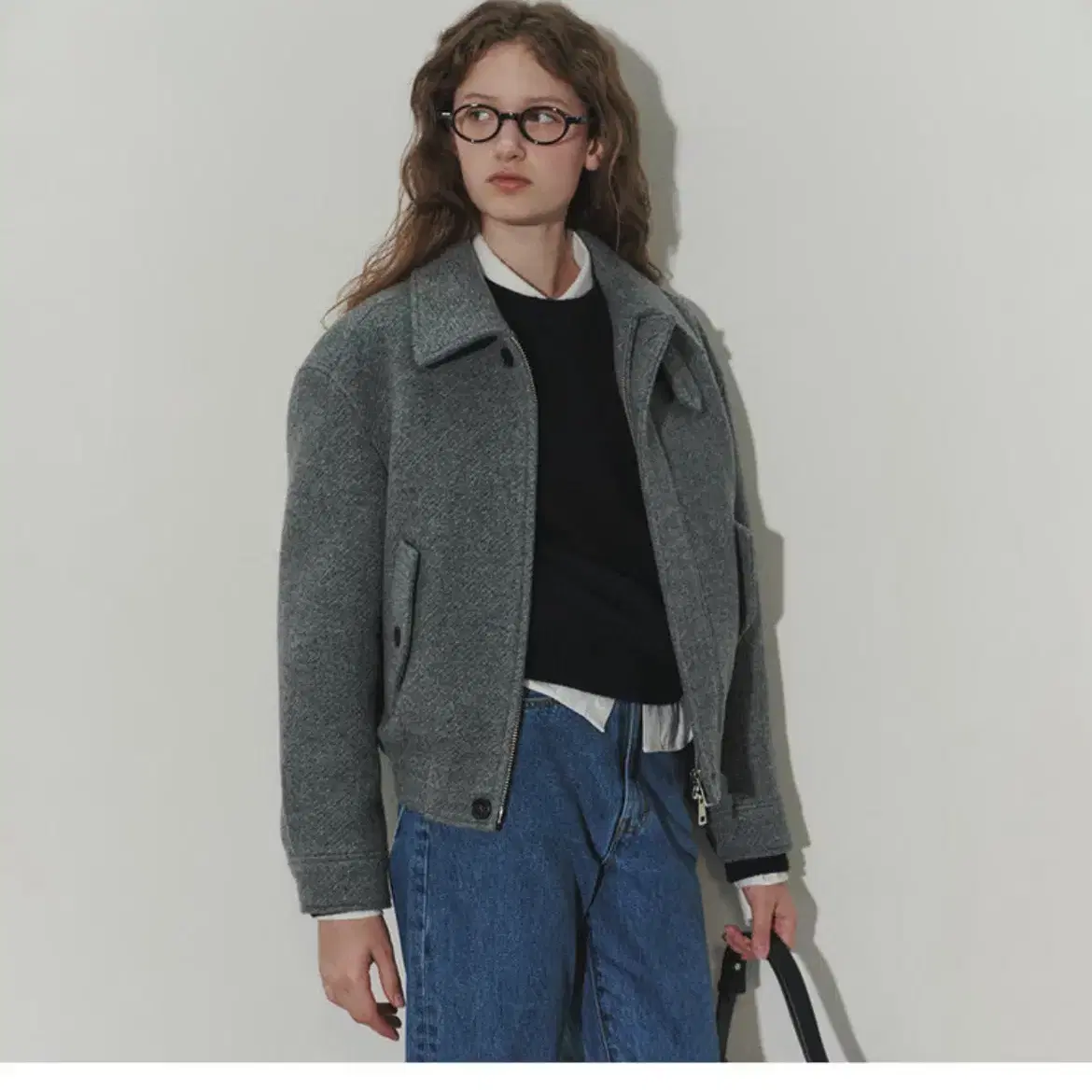 UNISEX TEXTURED COLLAR WOOL BLOUSON DIAG