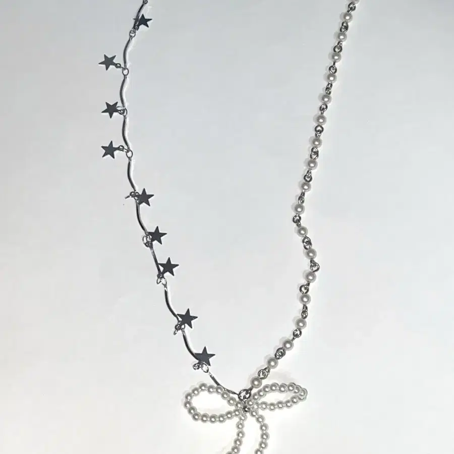 러브이즈트루 별 리본 목걸이 XM WISH NECKLACE(SILVER)