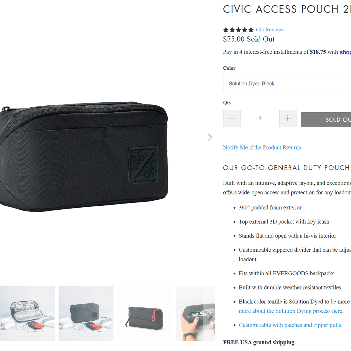 Evergoods Civic Access Pouch 2L, Black