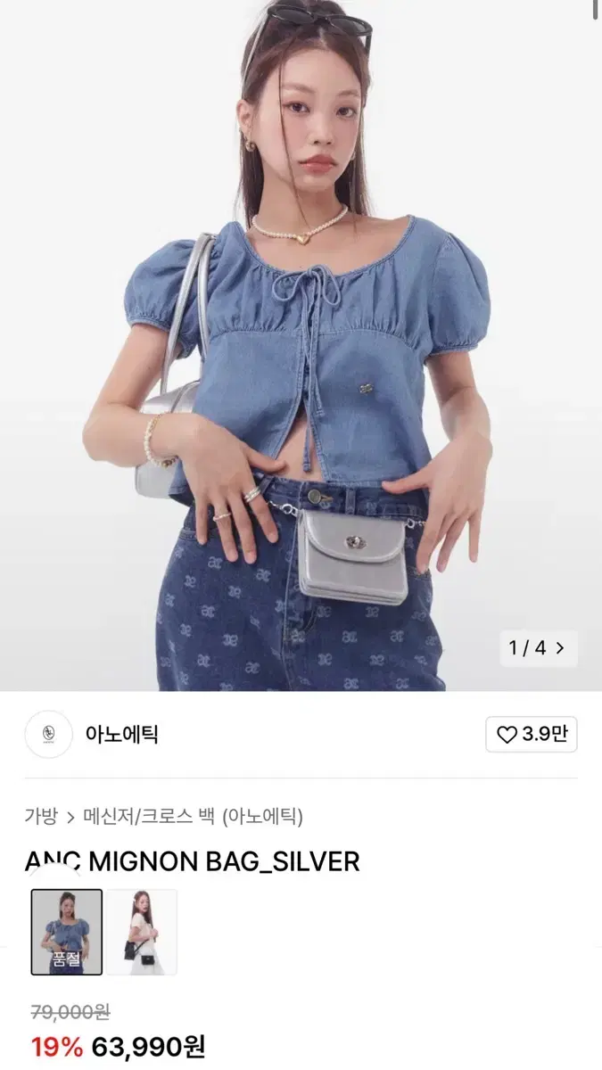 아노에틱 실버 미니백 팝니다