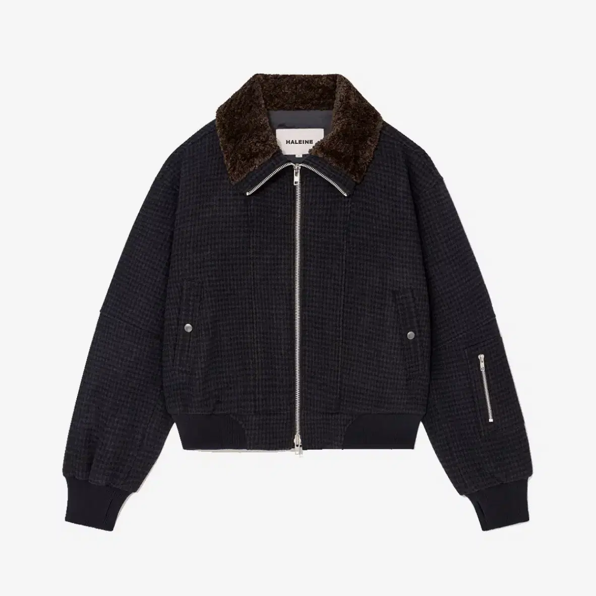 알렌느 Highneck Cropped Wool Blouson