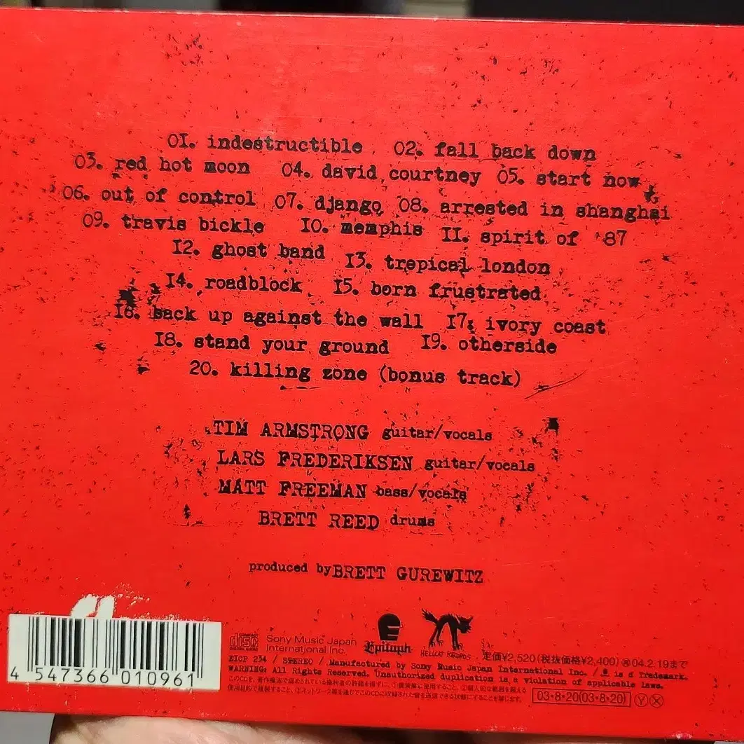 RANCID INDESTRUCTIBLE CD 수입반 디지팩