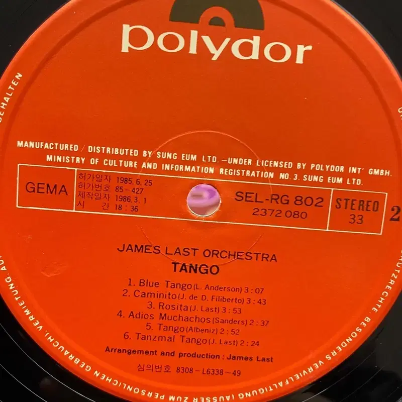 JAMES LAST TANGO LP / AA5072