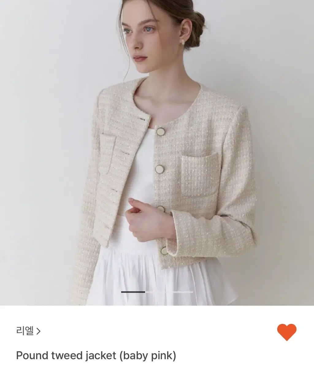 (새상품) 리엘 트위드 자켓 베이비핑크 Pound tweed jacket