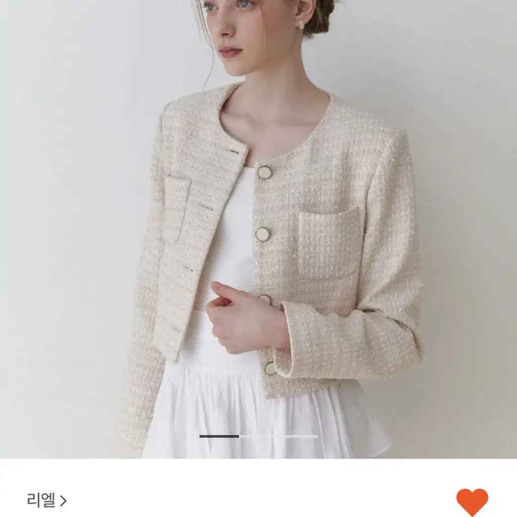 (새상품) 리엘 트위드 자켓 베이비핑크 Pound tweed jacket