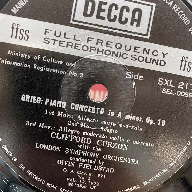 GRIEG PIANO CONCERTO LP / AA5068