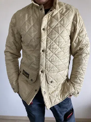BELSTAFF 베이지 퀼팅 재킷 S