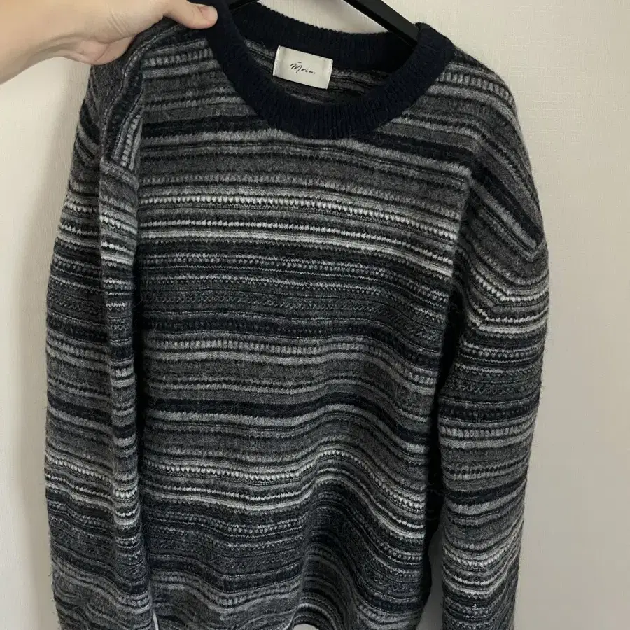 모이아 moia stripe alpaca sweater (navy)