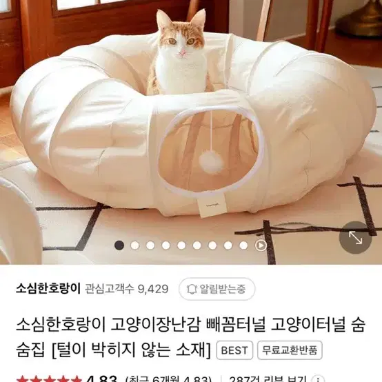 소심한호랑이 고양이 터널 숨숨집