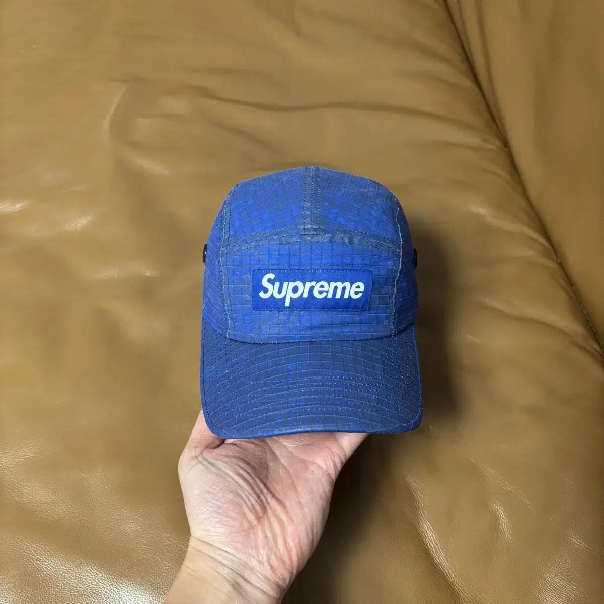 Supreme 슈프림 캠프캡 모자 (Distressed Blue)