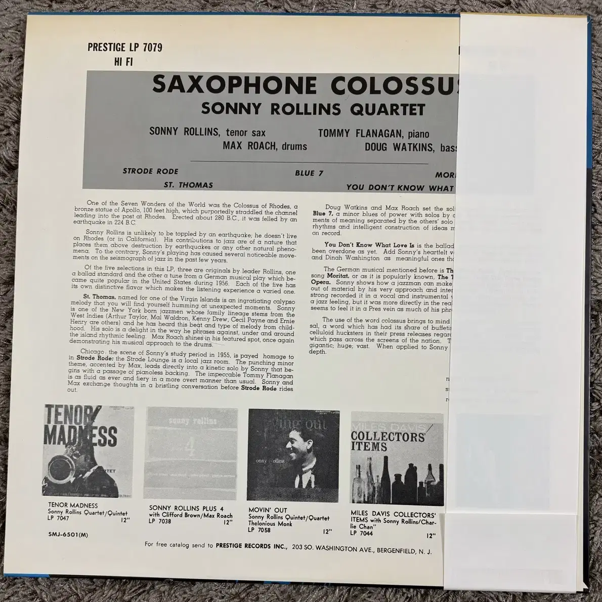 Sonny Rollins / Saxophone Colossus LP