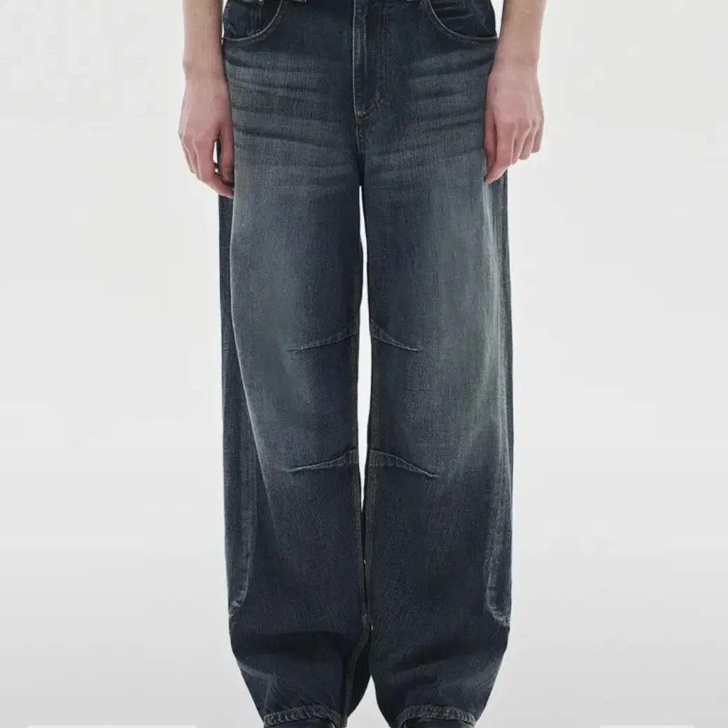 노운 curved line denim pant(deep blue)