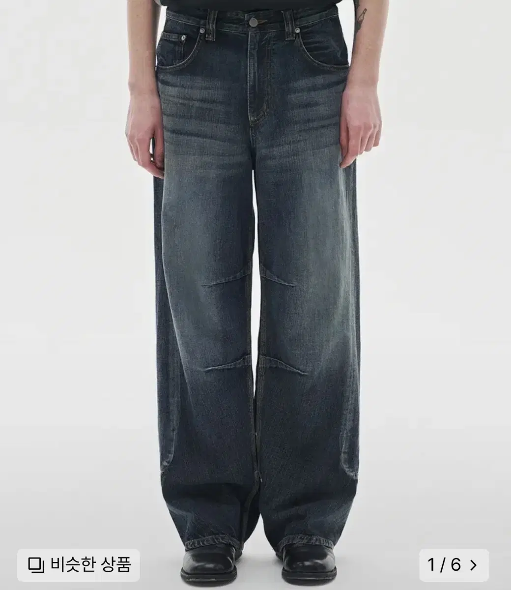 노운 curved line denim pant(deep blue)