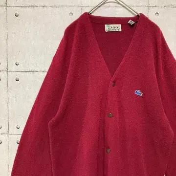 [레어]70's 라코스테 IZOD 가디건 실타래 택 파랑 악어 L