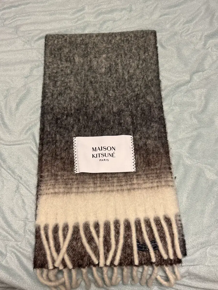 Maison Kitsune Alpaca Wool Fringed Scarf