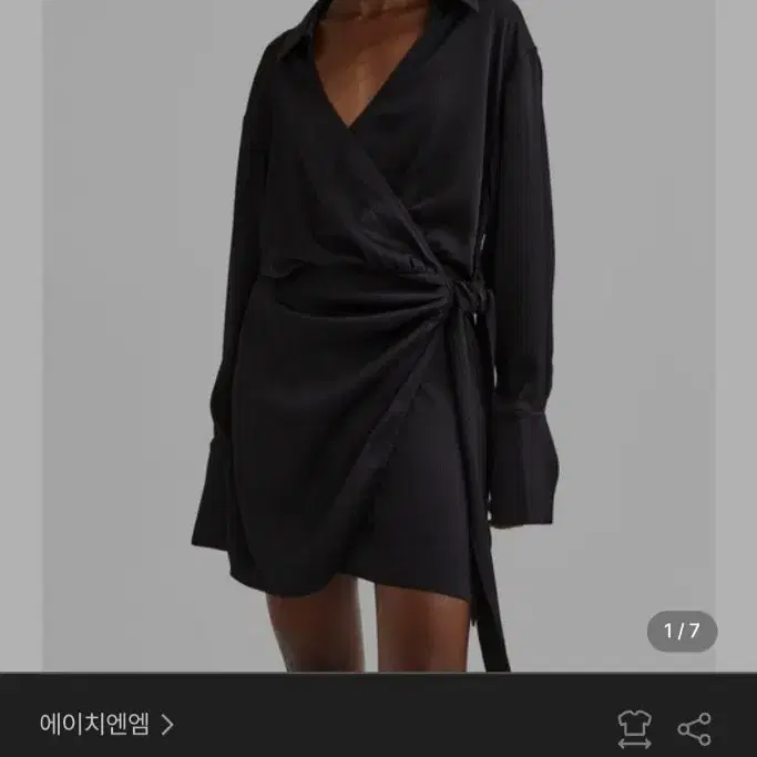 h&m 새틴 랩셔츠 블랙 xs 사이즈