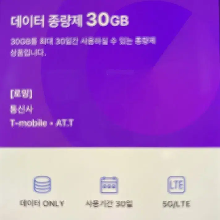 미국 이심 30GB