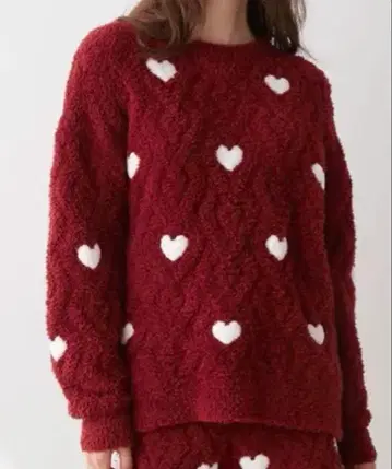 젤라또피케[미사용 새상품] 하트 아란 풀오버 롱 팬츠 세트