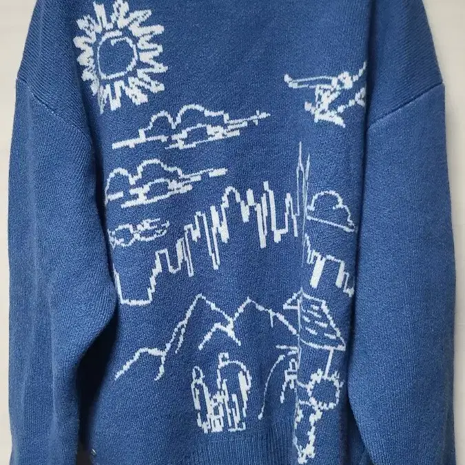 애드오프 CRAYON SKETCH KNIT SWEATER BLUE L