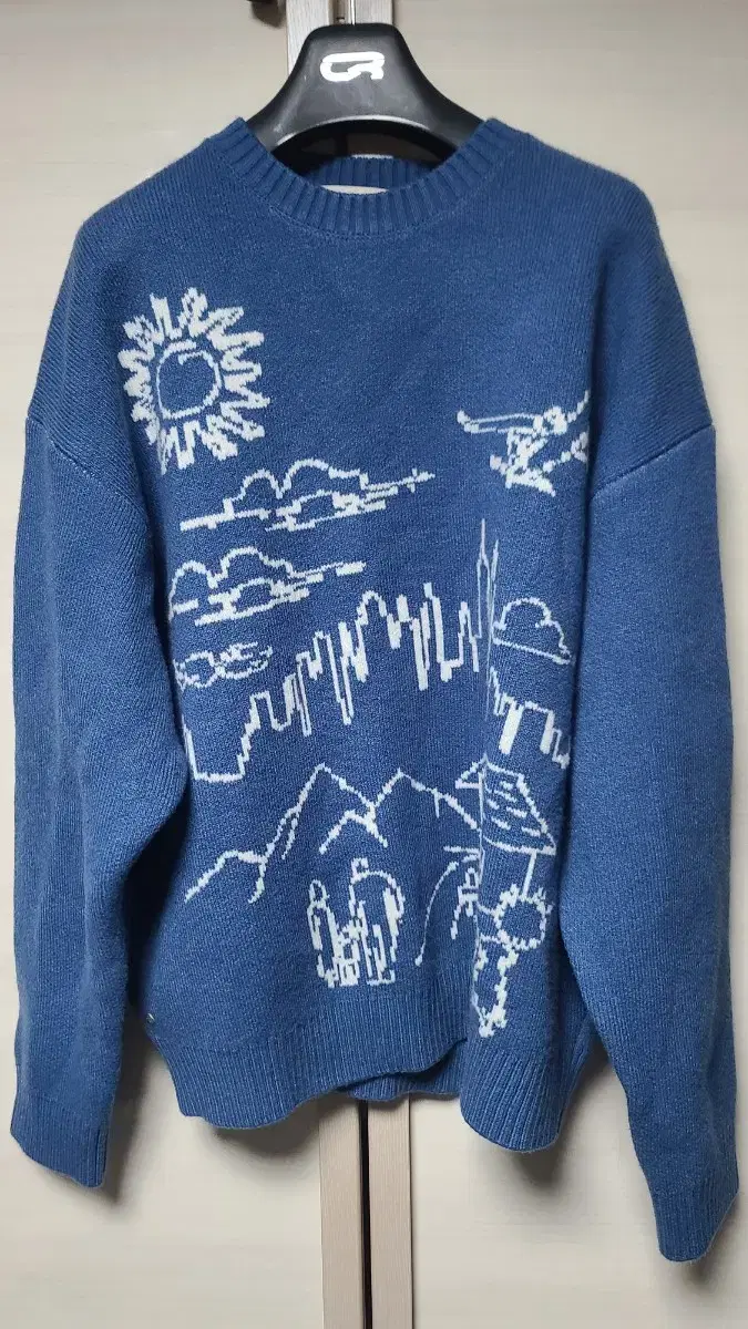 애드오프 CRAYON SKETCH KNIT SWEATER BLUE L