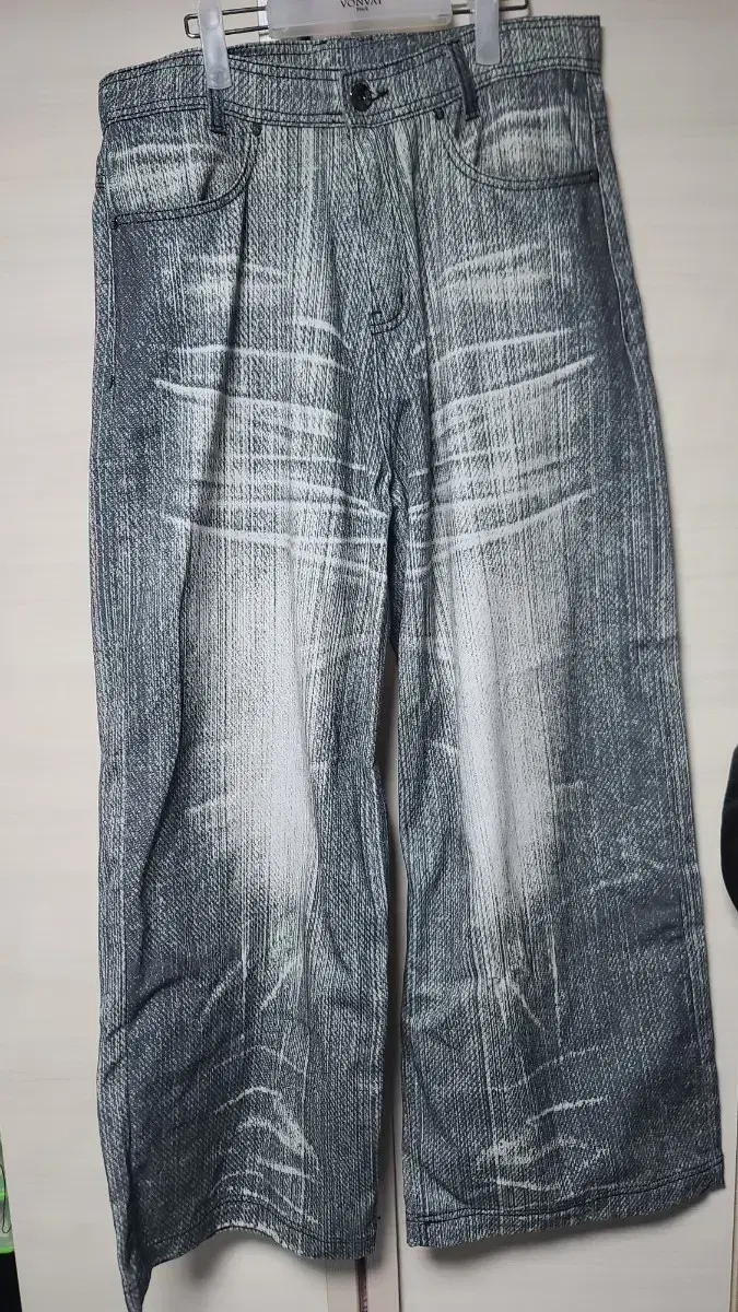 BLR Grey Printed Wide Denim Pants L