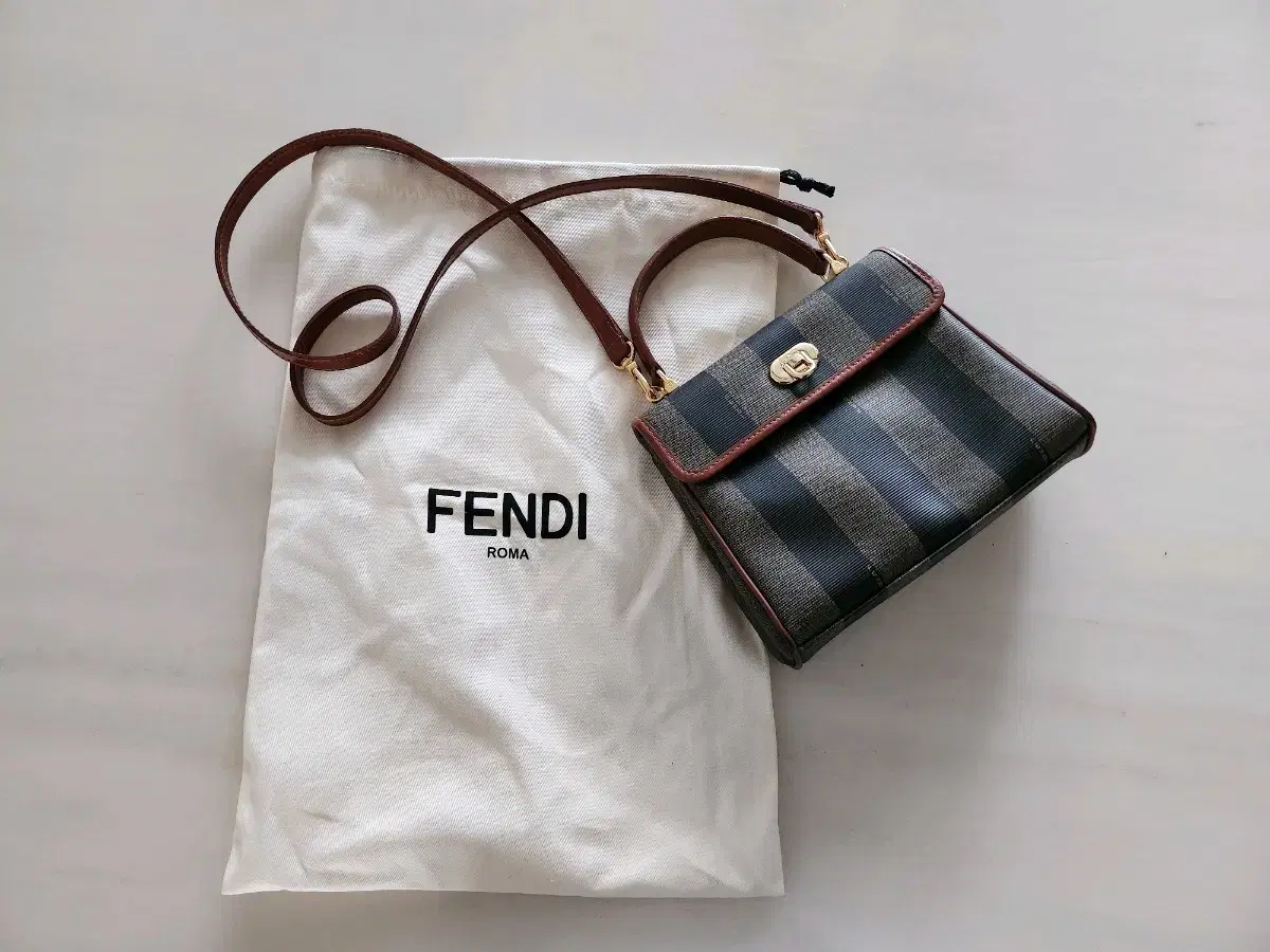 펜디 FENDI 로마 스트라이프 미니 토트 크로스백