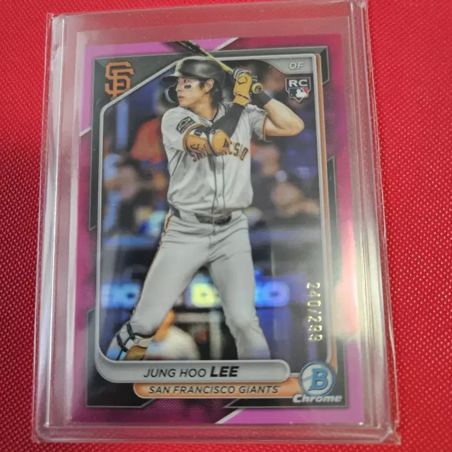 이정후 299장 한정 Bowman Chrome 핑크 리플렉터 루키 카드