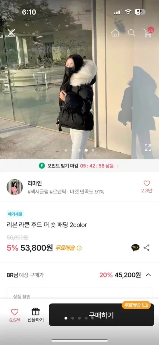 에이블리 라쿤 후드퍼 숏패딩