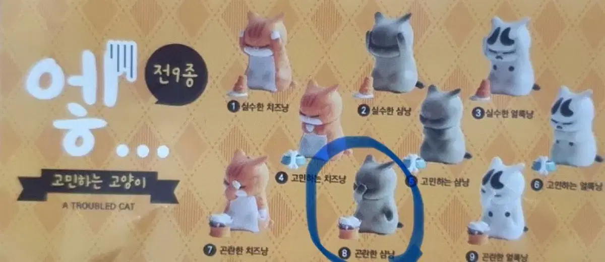 고민하는 고양이 가챠 피규어