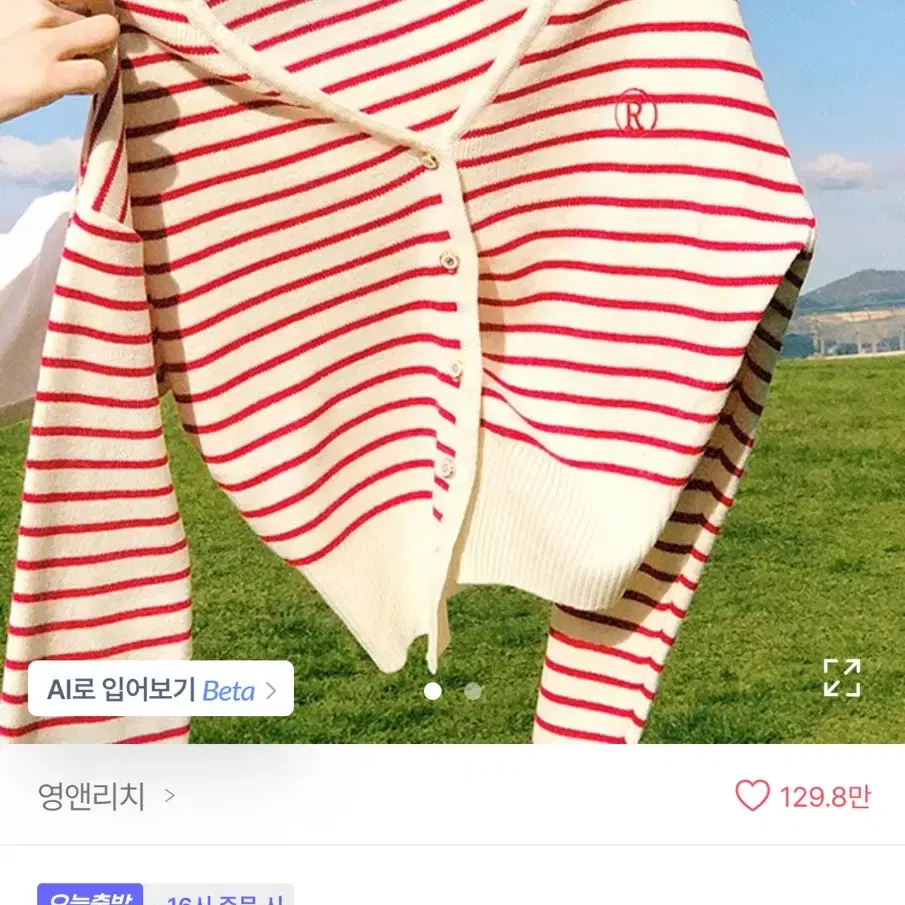 영앤리치 리치포인 스트라이프 가디건