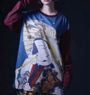 앤엘시 &ellecy 우키요에 긴팔 티셔츠 일본풍 패턴 일본