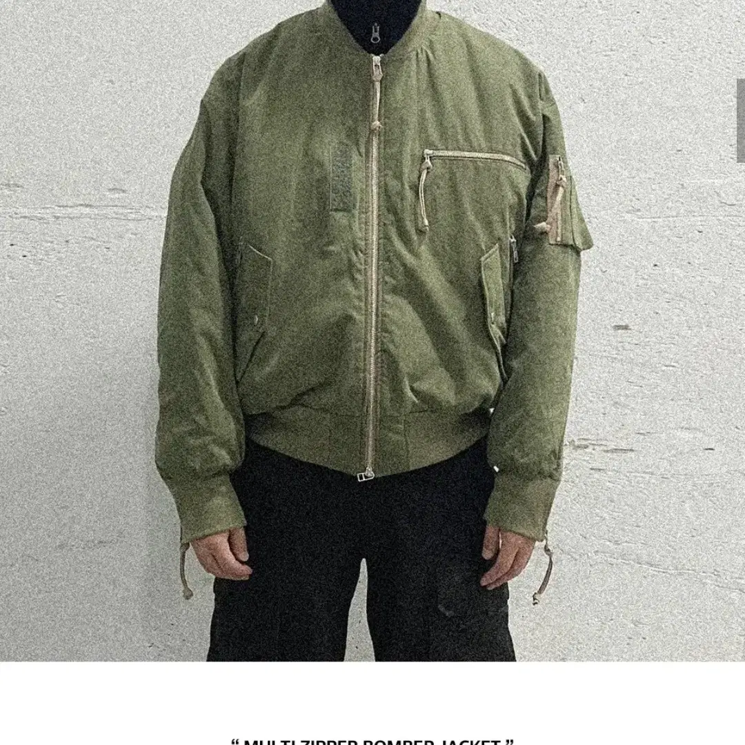 MULTI ZIPPER BOMBER JACKET [KHAKI]