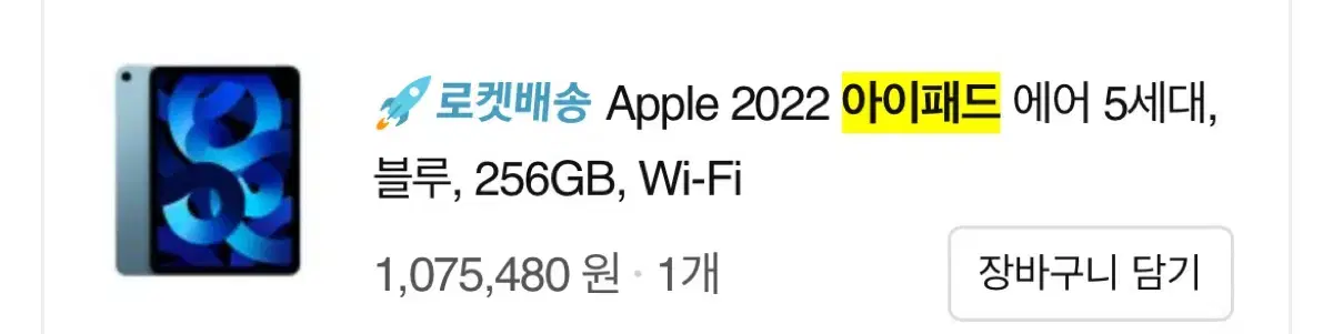 아이패드 에어5 블루 256GB +애플펜슬2