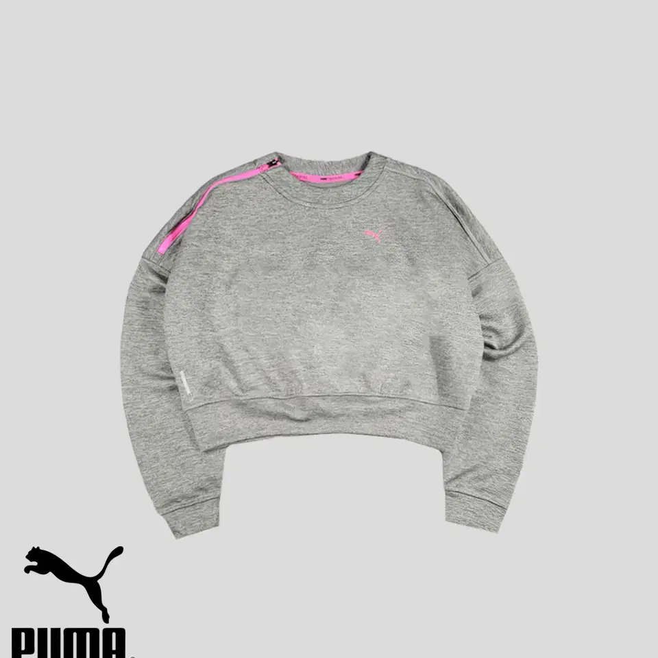 PUMA 퓨마 푸마 트레이닝 그레이 핑크 로고프린팅 스카치 리플렉티브 숄