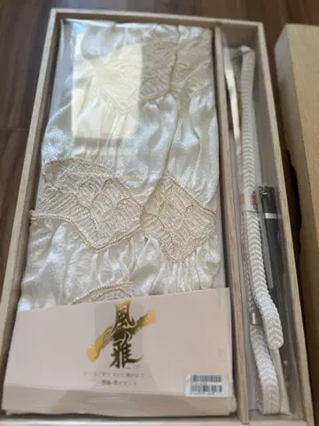 새상품 화이트 웨딩 기모노 착용법 오비 장식 천 허리띠 액세서리 세트