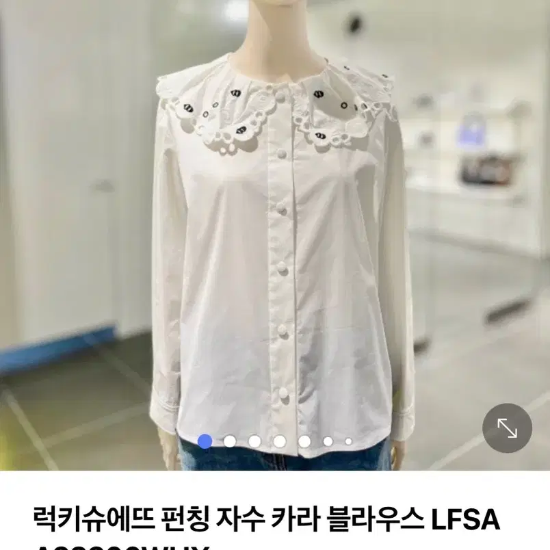 럭키슈에뜨 펀칭 자수 카라 블라우스