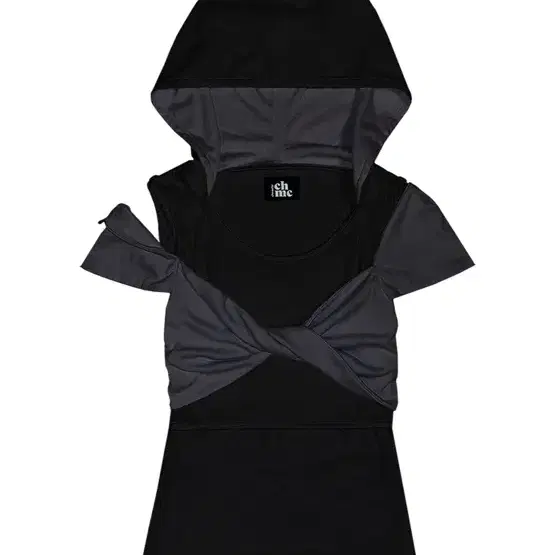 체메씨 TWIST HALF SLEEVE HOODIE (NAVY)